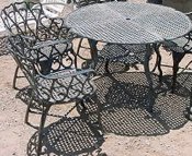 Cast aluminum bamboo design patio set, model A-5005, table with four chairs
