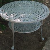 Cast aluminum basket weave bistro table, double tier style, model A-5113