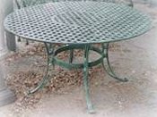 Small Cross Weave cast aluminum table, item A-5141