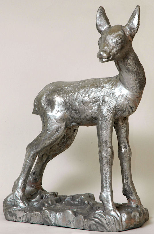 cast aluminum life size fawn statue