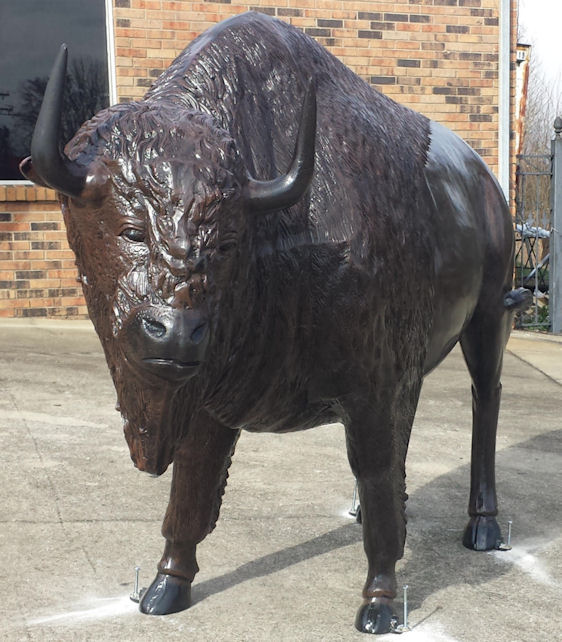 buffalo statue made from aluminum castings