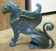 aluminum griffin statue with verdi gris finish