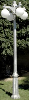 four light cast aluminum broadway street lamp