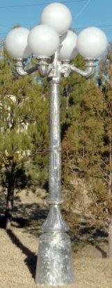 cast aluminum five light basketweave design street lamp post