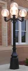 five globe lamp post